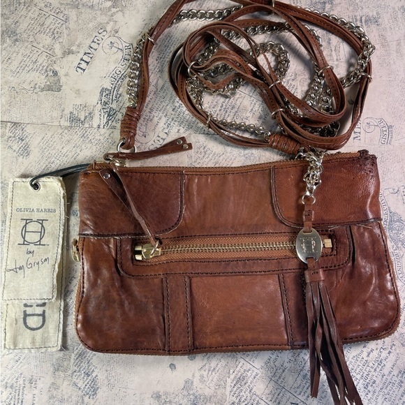 Olivia Harris Moto Chain Mio Black Leather Cross Body Bag - Picture 10 of 16